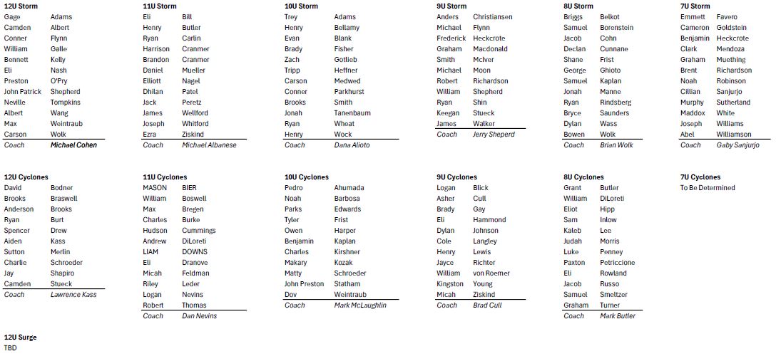 Sandy Springs Youth Sports Summer Team Announcements